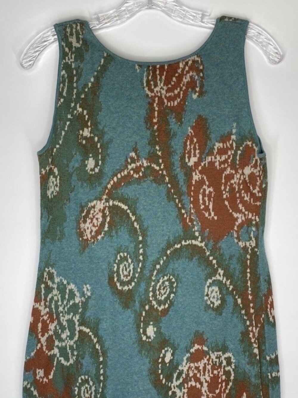 Peruvian Connection Blue Floral Pima Cotton Maxi Sleeveless Dress Size Medium - Picture 3 of 7